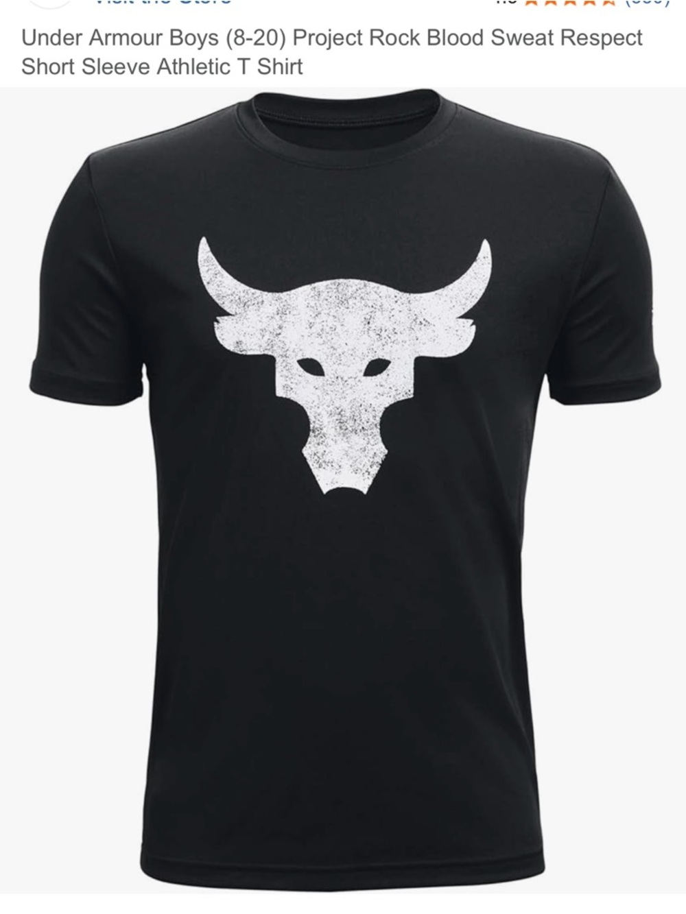 Under Armour Project Rock Short Sleeve T-Shirt with White Bull Graphic
